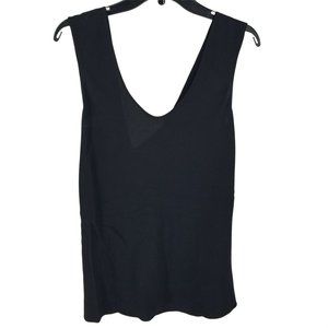 NEW Theory Rosina Crepe Cowl Back Tank Top Black Medium Womens Wide Strap Sexy